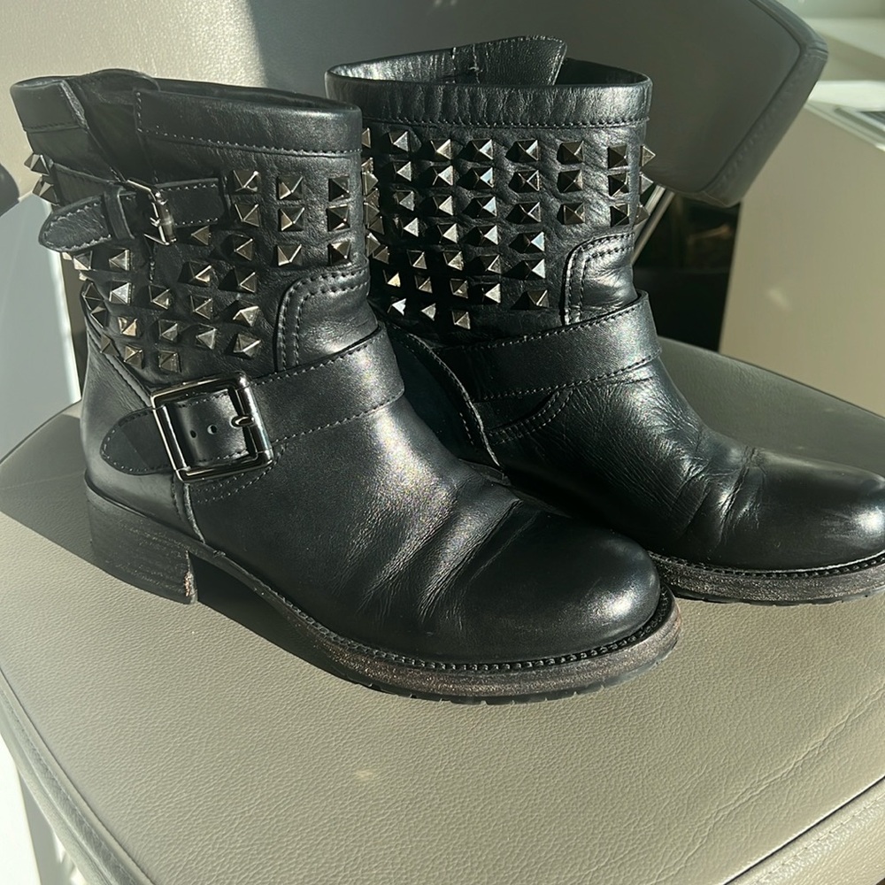 Valentino Rockstud Leather Ankle Boots